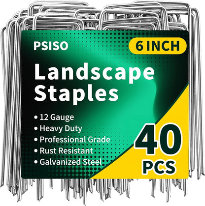 57 Pack 4 Inch Galvanized U-Shaped Garden Stakes Landscape Staples, 12 Gauge Heavy Duty Tent Stakes Ground Yard Lawn Pins for Landscaping, Weed Barrier Fabric, Fencing, Outdoor Decor