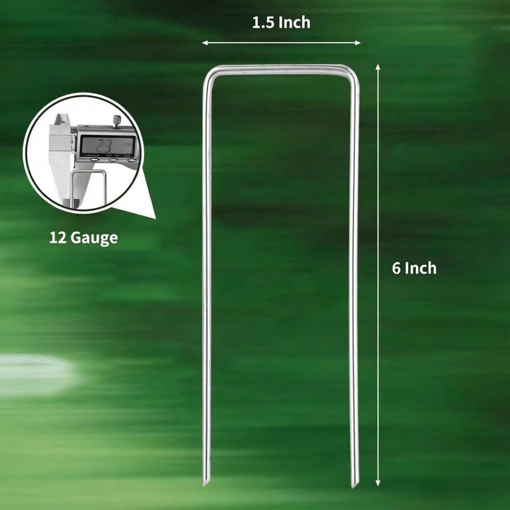 57 Pack 4 Inch Galvanized U-Shaped Garden Stakes Landscape Staples, 12 Gauge Heavy Duty Tent Stakes Ground Yard Lawn Pins for Landscaping, Weed Barrier Fabric, Fencing, Outdoor Decor