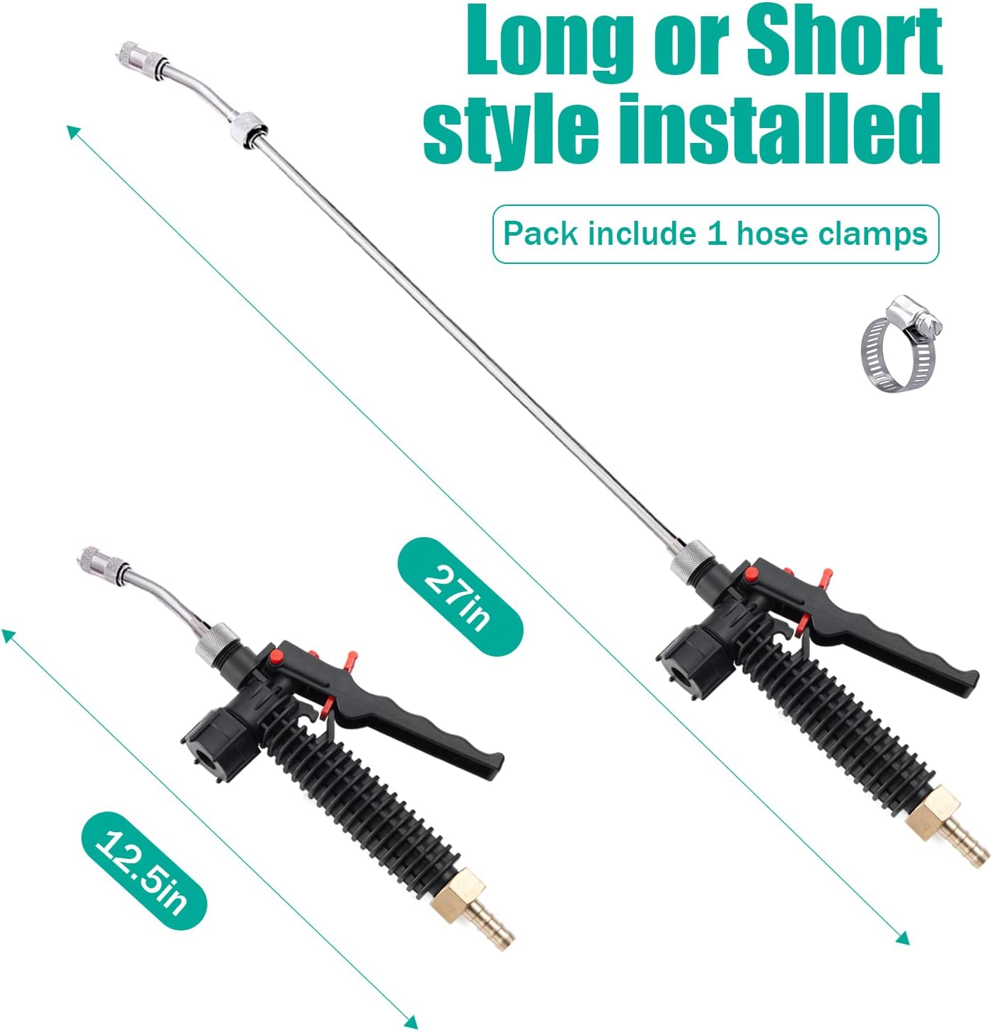 Universal Sprayer Wand, 29 Inches, Stainless Steel, Shut Off Valve (3/8" Barb)