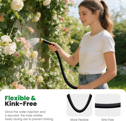 Garden Hose 100FT, Non-Expanding Water Hose Ultra Lightweight