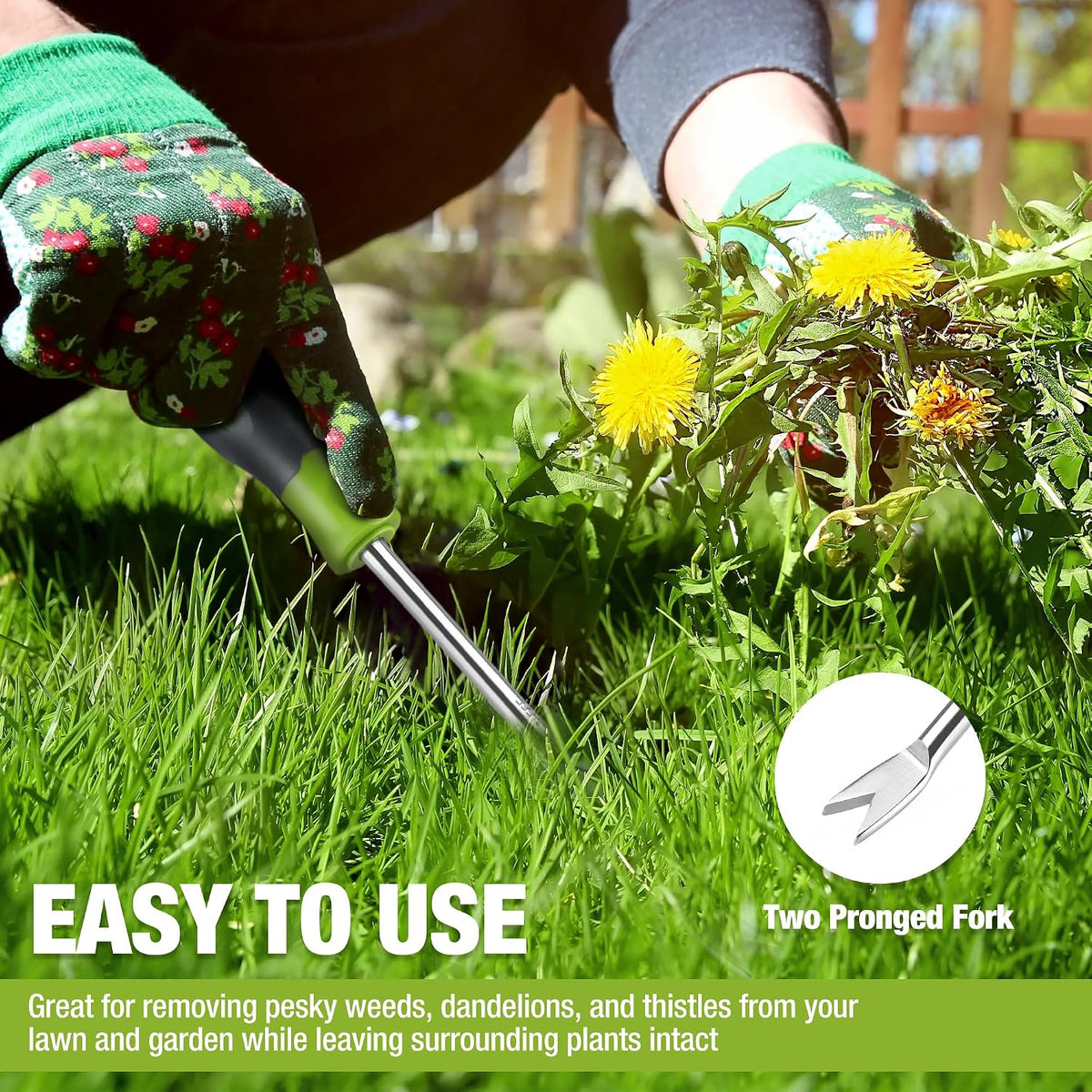 11.5" Dandelion Weeder Puller Tool with Soft Handle