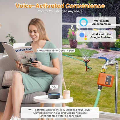 WiFi Sprinkler Timer, Smart Water Timer for Garden Hose Irrigation