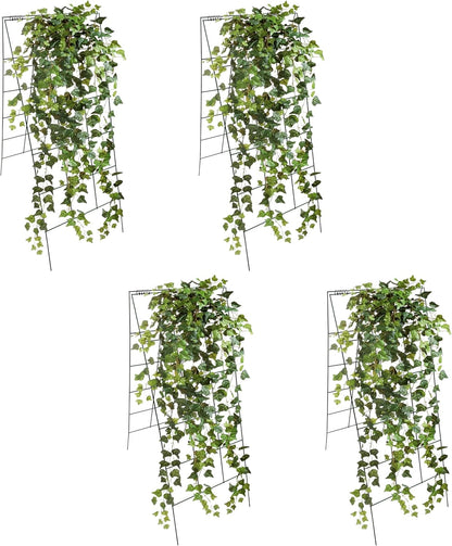 4Pack Green Garden Cucumber Trellis 46” x 18” A-Frame Folding for Climbing Plant Vegetables Flowers with Clips and Cable Ties