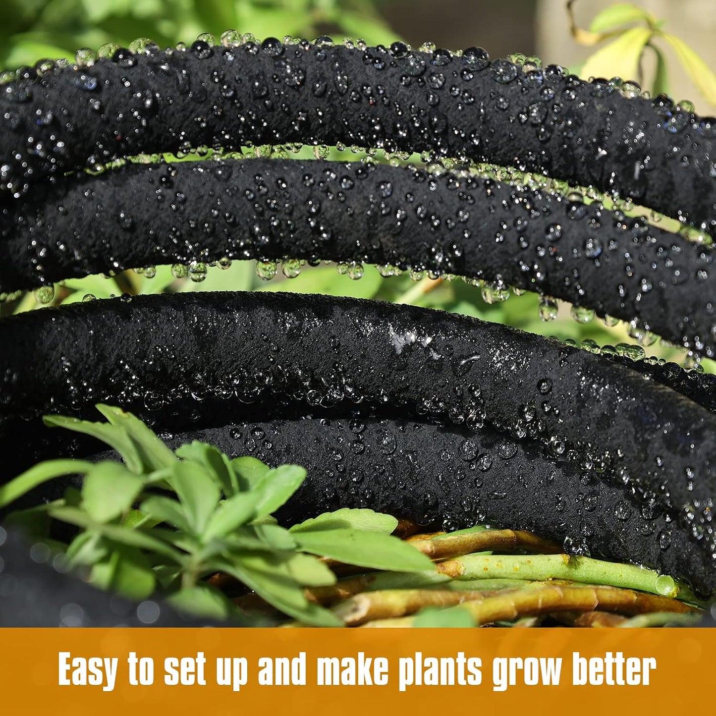 Soaker Hose 10 ft for Garden Beds, Solid Brass Interface Irrigation Save 70% Water Heavy Duty Rubber 1/2" Diameter Great for Gardens/Flower Beds
