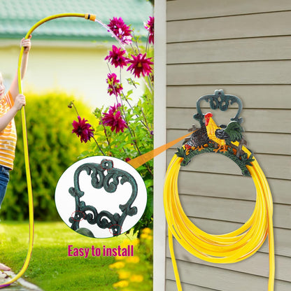 Heavy Duty Cast Iron Hose Holder, Garden & Yard Decorative Wall Mounted Hose Butler, Water Pipe Holds, Rack, Hanger, Antique Wall Decorations