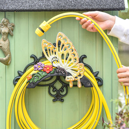 Heavy Duty Cast Iron Hose Holder, Garden & Yard Decorative Wall Mounted Hose Butler, Water Pipe Holds, Rack, Hanger, Antique Wall Decorations