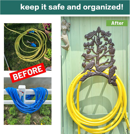 Heavy Duty Cast Iron Hose Holder, Garden & Yard Decorative Wall Mounted Hose Butler, Water Pipe Holds, Rack, Hanger, Antique Wall Decorations