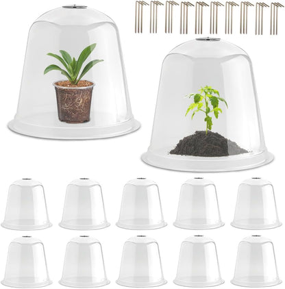 13 Inch Humidity Domes Garden Cloches for Plant Protection, Plant Covers Freeze Protection, Protectors from Animals, Garden Clear Plant Cover with Ventilation Holes 10 Pack