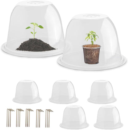 13 Inch Humidity Domes Garden Cloches for Plant Protection, Plant Covers Freeze Protection, Protectors from Animals, Garden Clear Plant Cover with Ventilation Holes 10 Pack