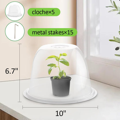 13 Inch Humidity Domes Garden Cloches for Plant Protection, Plant Covers Freeze Protection, Protectors from Animals, Garden Clear Plant Cover with Ventilation Holes 10 Pack