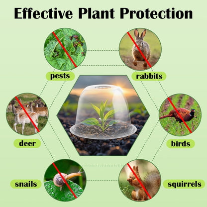 13 Inch Humidity Domes Garden Cloches for Plant Protection, Plant Covers Freeze Protection, Protectors from Animals, Garden Clear Plant Cover with Ventilation Holes 10 Pack