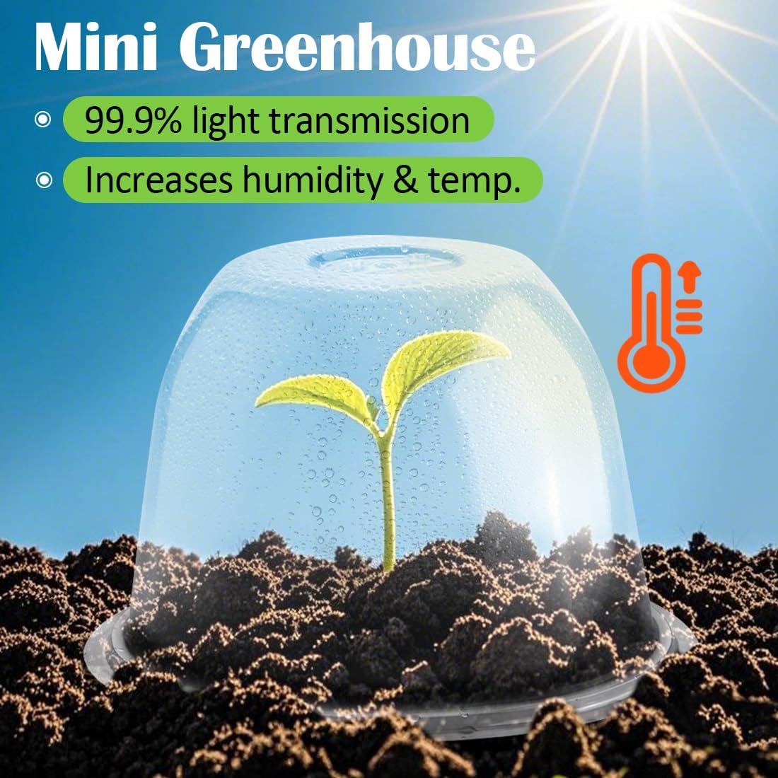 13 Inch Humidity Domes Garden Cloches for Plant Protection, Plant Covers Freeze Protection, Protectors from Animals, Garden Clear Plant Cover with Ventilation Holes 10 Pack
