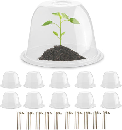 13 Inch Humidity Domes Garden Cloches for Plant Protection, Plant Covers Freeze Protection, Protectors from Animals, Garden Clear Plant Cover with Ventilation Holes 10 Pack