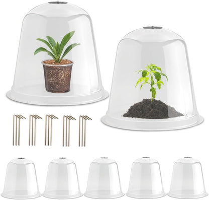 13 Inch Humidity Domes Garden Cloches for Plant Protection, Plant Covers Freeze Protection, Protectors from Animals, Garden Clear Plant Cover with Ventilation Holes 10 Pack