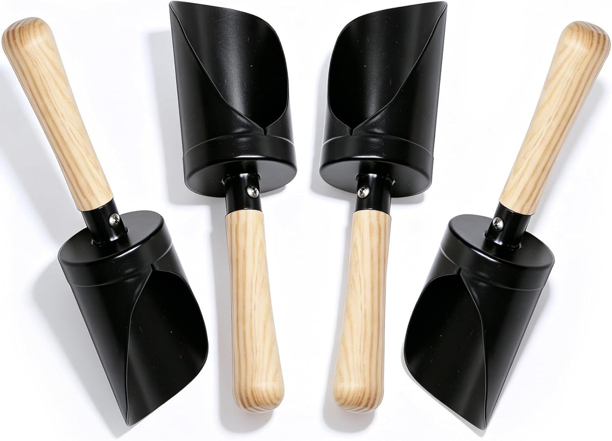 7PCS Kids Gardening Tools, Long Shovel, Rake for Leaves, Spade, Hoe, Steel Heads & Real Wood Handle, Yard Tools for Children Toddlers Gifts