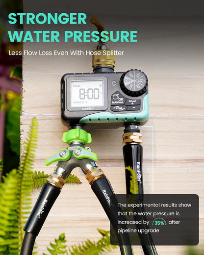 Sprinkler Timer 2 Outlet, Water Timer for Garden Hose, Programmable Drip Irrigation for Yard Outdoor Watering, Rain Delay/Manual/Automatic