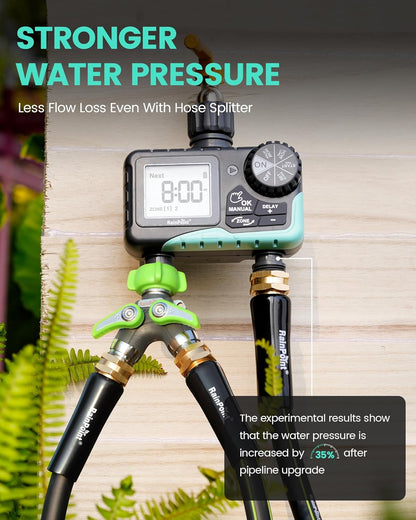 Sprinkler Timer 2 Outlet, Water Timer for Garden Hose, Programmable Drip Irrigation for Yard Outdoor Watering, Rain Delay/Manual/Automatic
