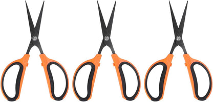 3pcs Trimming Scissors 7.2" Stainless Steel Garden Shears with Non-Stick Coating & Straight Precision Blade Hand Pruning Snips for Cutting Flowers