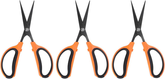 3pcs Trimming Scissors 7.2" Stainless Steel Garden Shears with Non-Stick Coating & Straight Precision Blade Hand Pruning Snips for Cutting Flowers