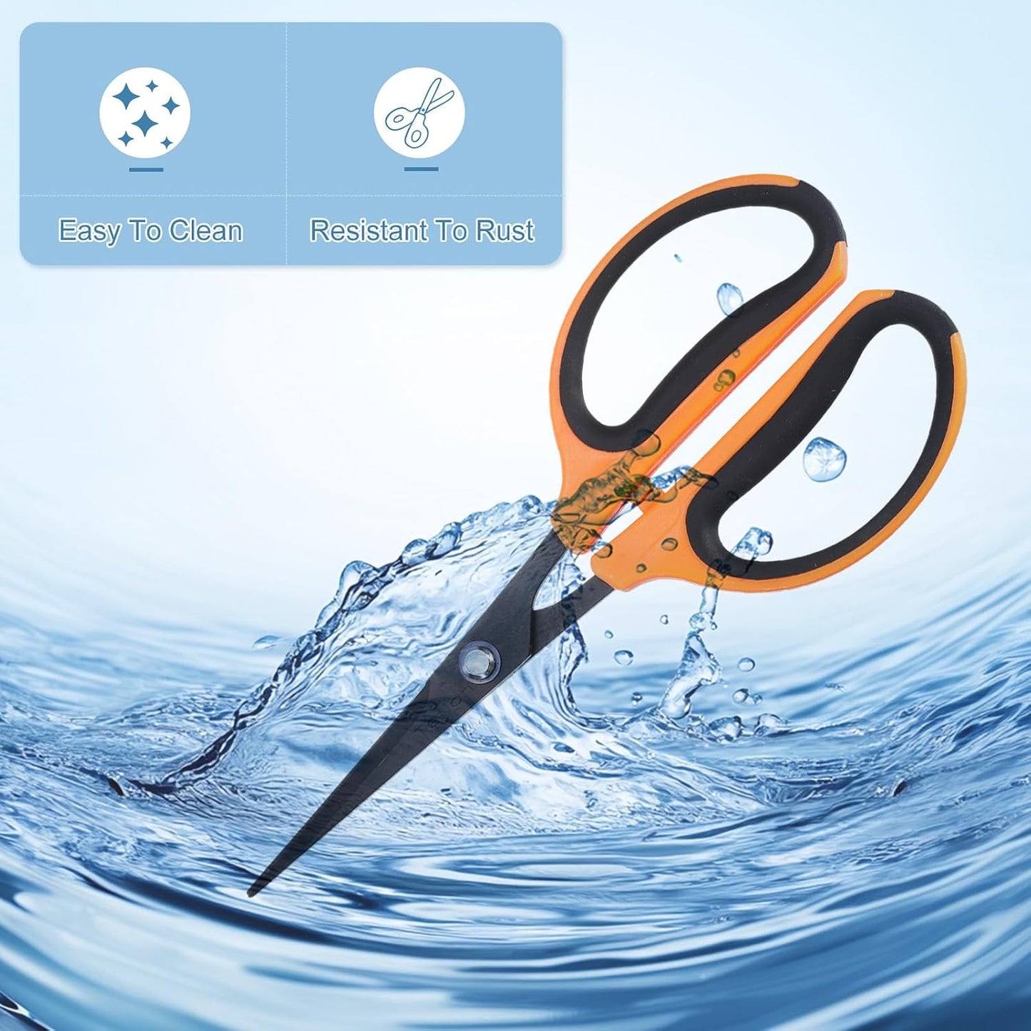 3pcs Trimming Scissors 7.2" Stainless Steel Garden Shears with Non-Stick Coating & Straight Precision Blade Hand Pruning Snips for Cutting Flowers
