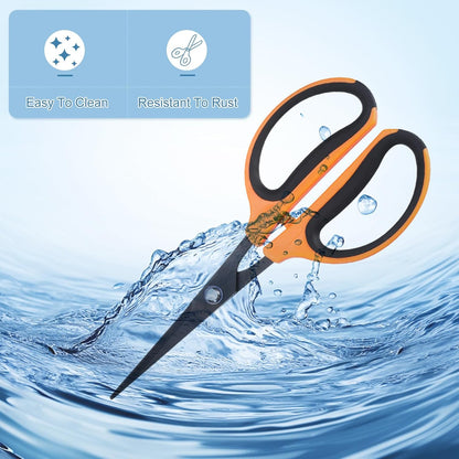 3pcs Trimming Scissors 7.2" Stainless Steel Garden Shears with Non-Stick Coating & Straight Precision Blade Hand Pruning Snips for Cutting Flowers