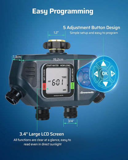 Sprinkler Timer 4 Zone, with Rain Delay/Manual/AUTO Irrigation