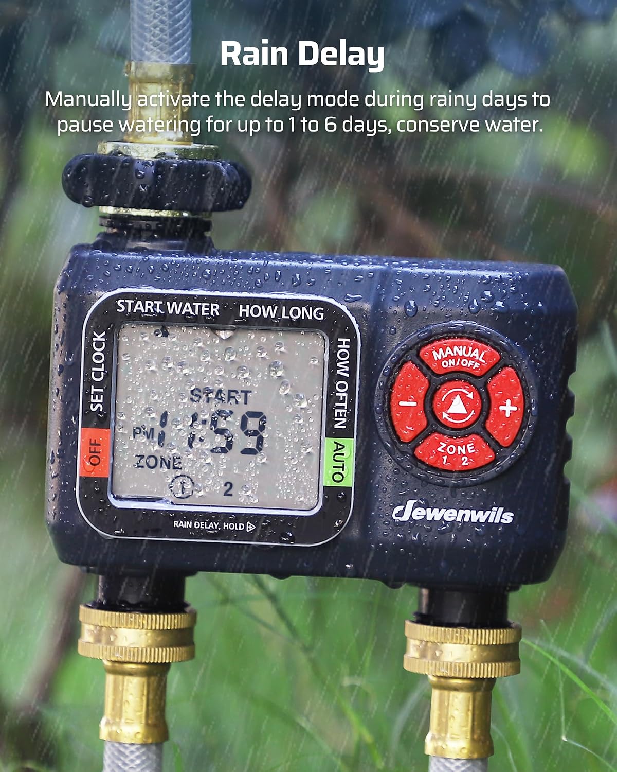 Sprinkler Timer 4 Zone, with Rain Delay/Manual/AUTO Irrigation