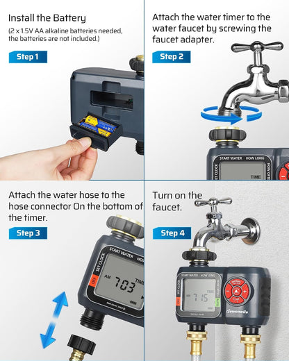 Sprinkler Timer 4 Zone, with Rain Delay/Manual/AUTO Irrigation