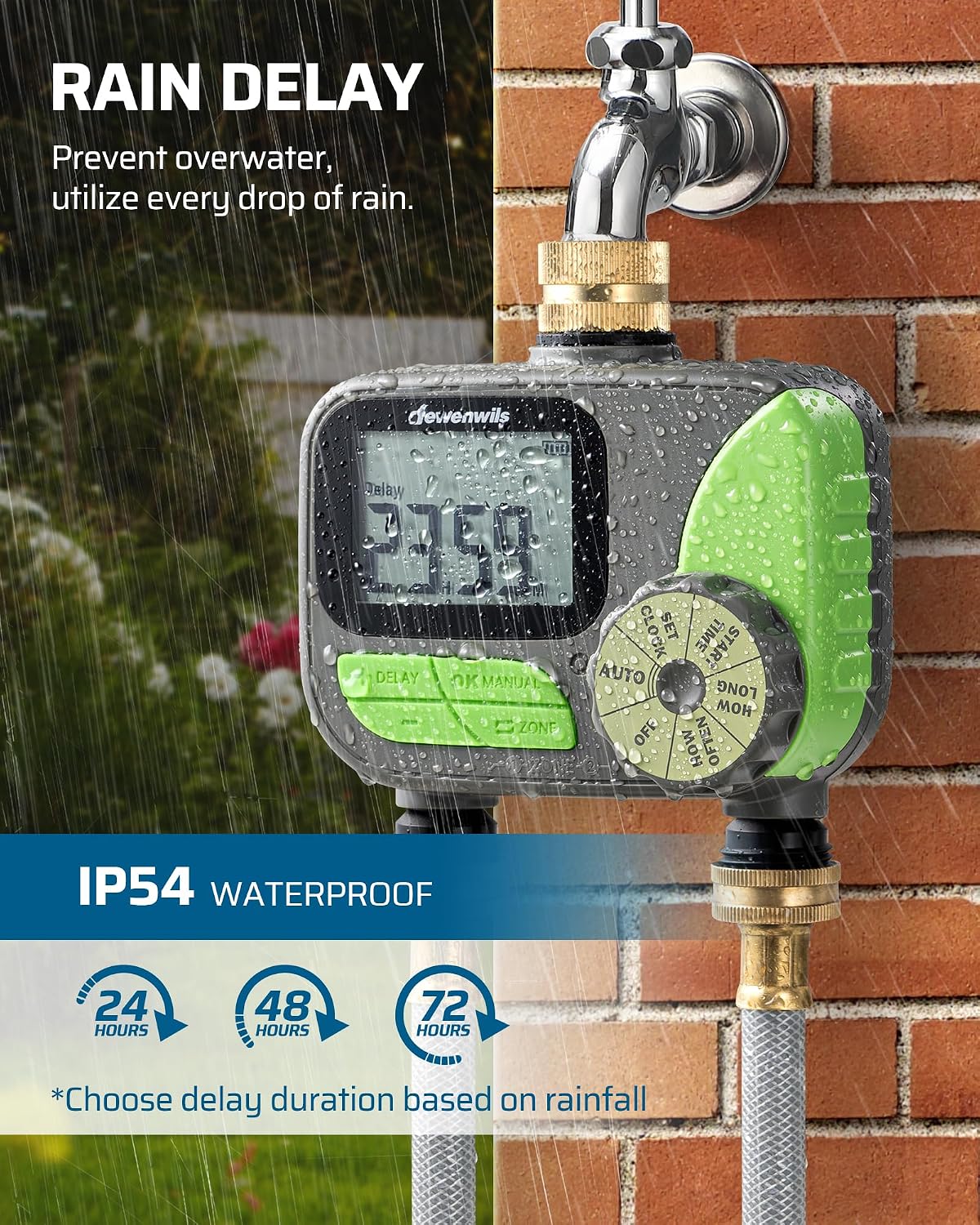 Sprinkler Timer 4 Zone, with Rain Delay/Manual/AUTO Irrigation