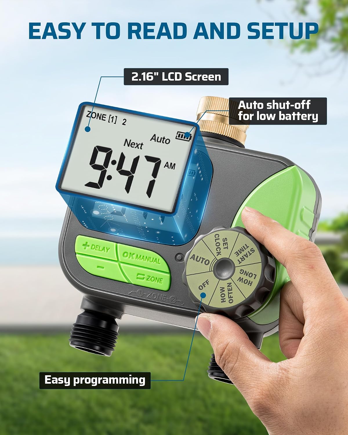 Sprinkler Timer 4 Zone, with Rain Delay/Manual/AUTO Irrigation