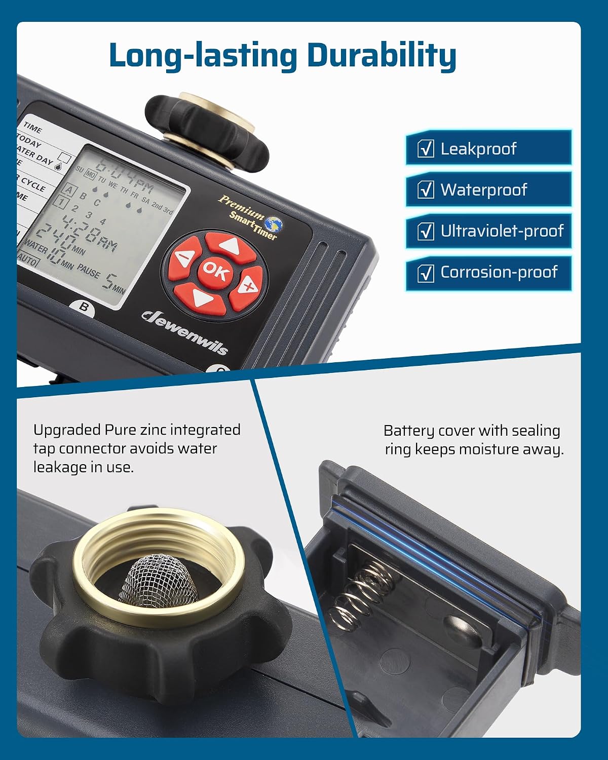 Sprinkler Timer 4 Zone, with Rain Delay/Manual/AUTO Irrigation