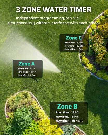 Sprinkler Timer 4 Zone, with Rain Delay/Manual/AUTO Irrigation