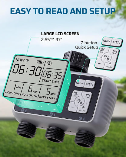 Sprinkler Timer 4 Zone, with Rain Delay/Manual/AUTO Irrigation