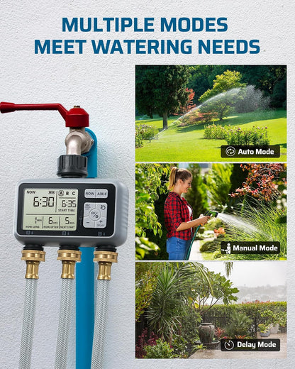 Sprinkler Timer 4 Zone, with Rain Delay/Manual/AUTO Irrigation