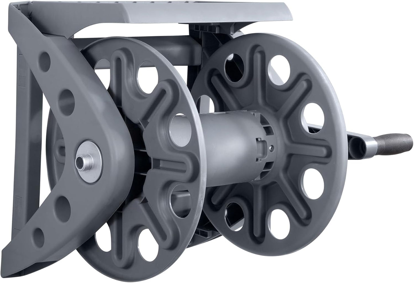 Basics 512 Wall Mounted Hose Reel with Shelf Gray