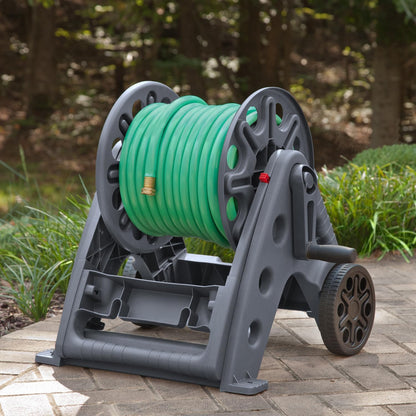 Basics 512 Wall Mounted Hose Reel with Shelf Gray