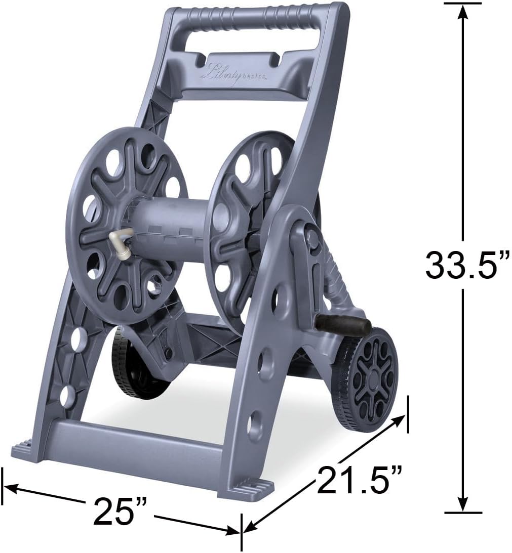 Basics 512 Wall Mounted Hose Reel with Shelf Gray