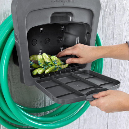 Basics 512 Wall Mounted Hose Reel with Shelf Gray
