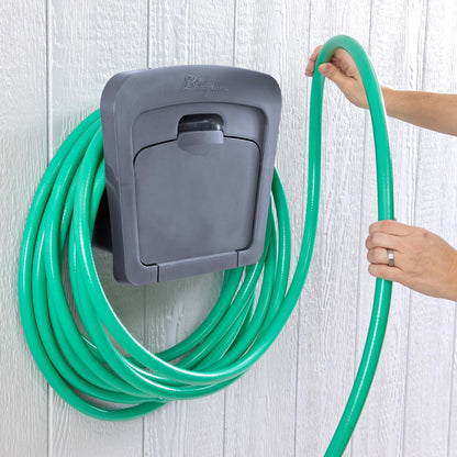 Basics 512 Wall Mounted Hose Reel with Shelf Gray