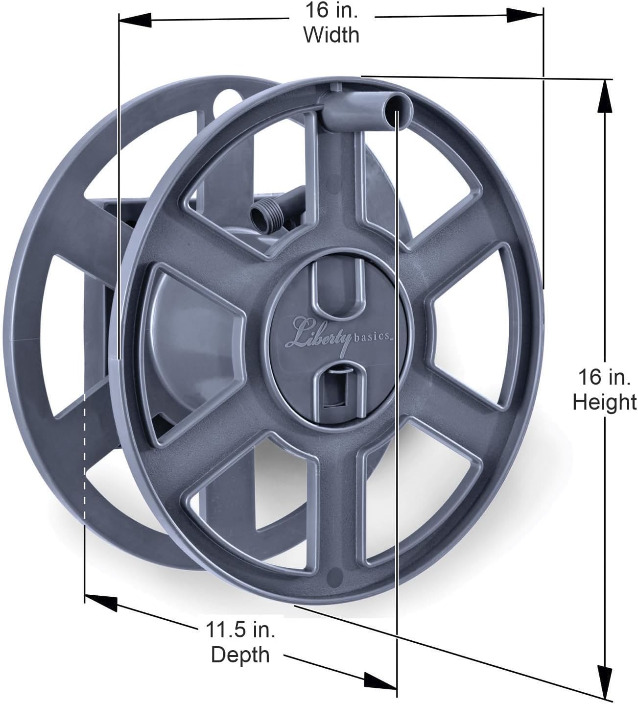 Basics 512 Wall Mounted Hose Reel with Shelf Gray