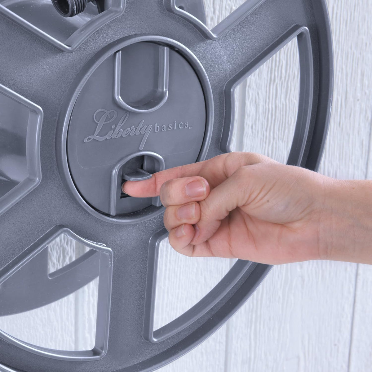 Basics 512 Wall Mounted Hose Reel with Shelf Gray