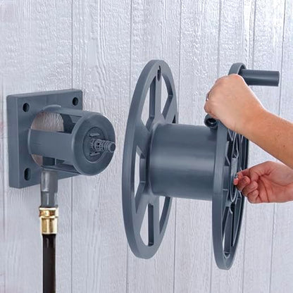 Basics 512 Wall Mounted Hose Reel with Shelf Gray