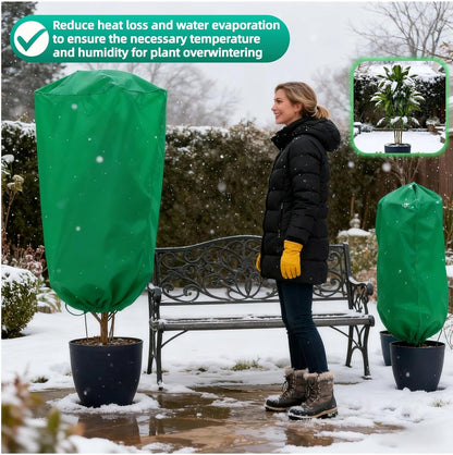Upgraded 31.5"x23.6" Plant Covers Freeze Protection, Thicken Winter Covers with Zipper & Drawstring, Reusable Outdoor Cold Weather Jacket for Shrubs Trees