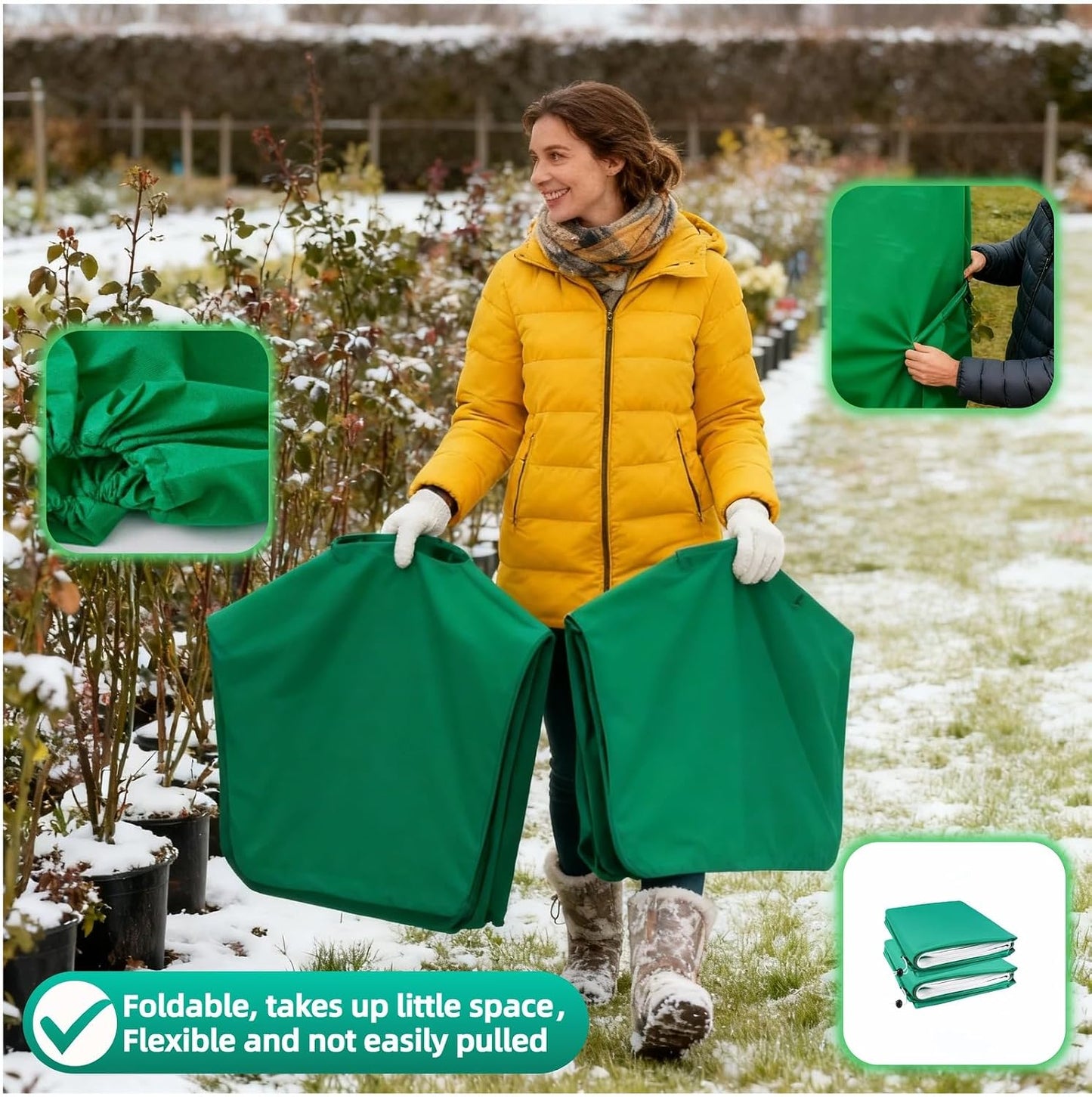 Upgraded 31.5"x23.6" Plant Covers Freeze Protection, Thicken Winter Covers with Zipper & Drawstring, Reusable Outdoor Cold Weather Jacket for Shrubs Trees