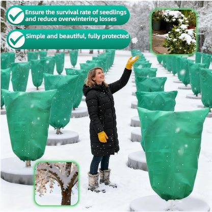 Upgraded 31.5"x23.6" Plant Covers Freeze Protection, Thicken Winter Covers with Zipper & Drawstring, Reusable Outdoor Cold Weather Jacket for Shrubs Trees