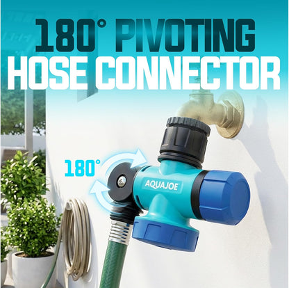 SJI-MFGA1 Multi-Function Outdoor Water-Tap Connector, 180-Degree Pivoting Hose Connector with 360-Degree Rotating Tap Connector