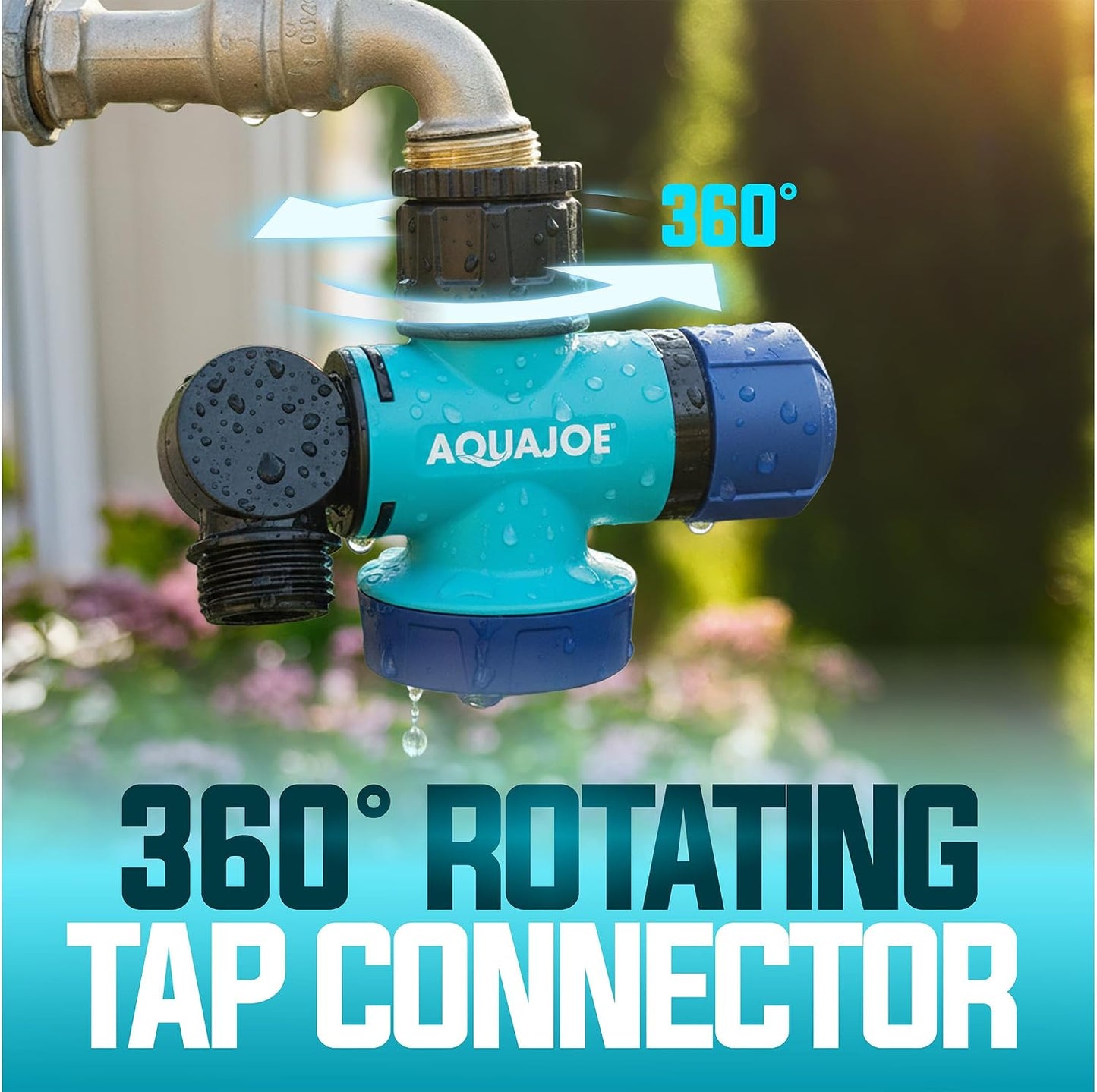 SJI-MFGA1 Multi-Function Outdoor Water-Tap Connector, 180-Degree Pivoting Hose Connector with 360-Degree Rotating Tap Connector