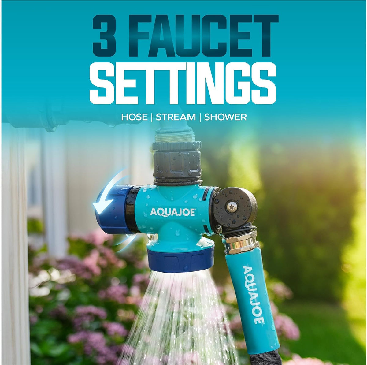 SJI-MFGA1 Multi-Function Outdoor Water-Tap Connector, 180-Degree Pivoting Hose Connector with 360-Degree Rotating Tap Connector