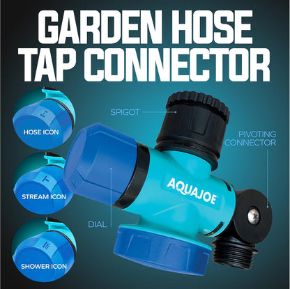 SJI-MFGA1 Multi-Function Outdoor Water-Tap Connector, 180-Degree Pivoting Hose Connector with 360-Degree Rotating Tap Connector