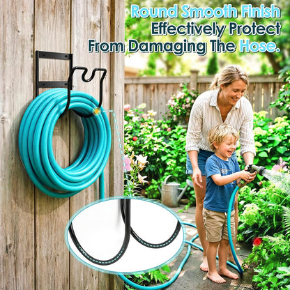 Hose Hanger Wall Mount, Hose Holder with Nozzle Groove, Black, 1 Pcs